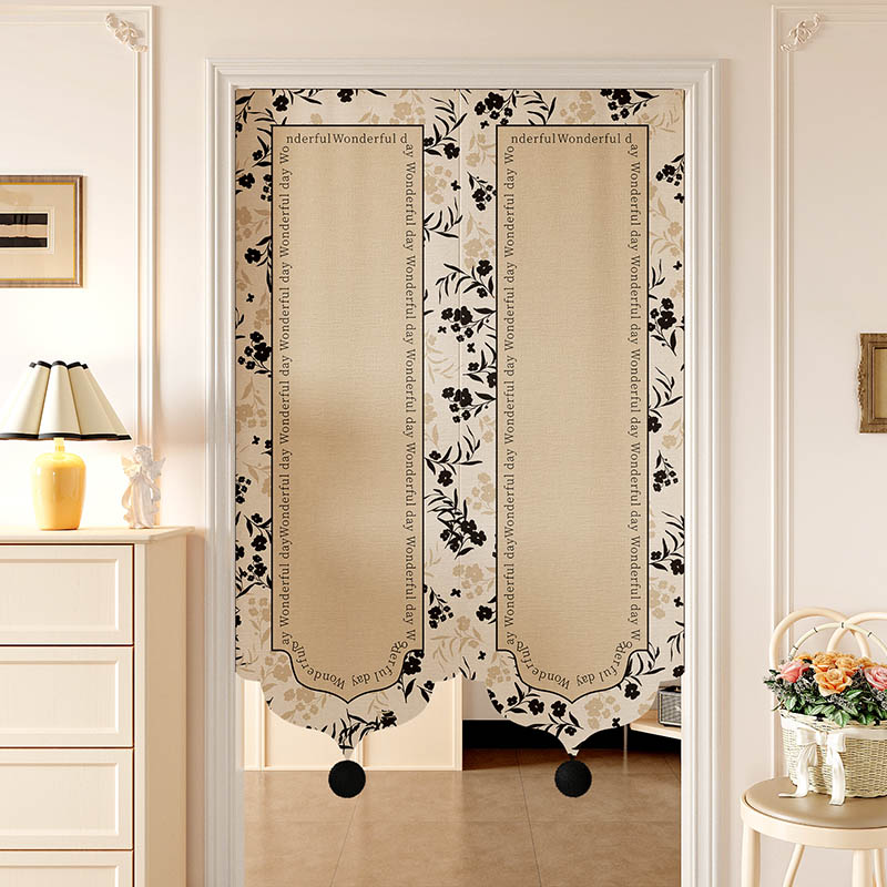 法式复古门帘免打孔2025新款卧室遮挡帘子厨房卫生间隔断帘子布帘