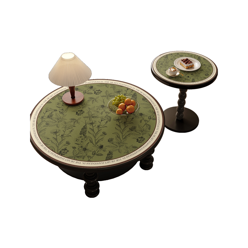 美式轻奢圆形皮革桌垫免洗防水