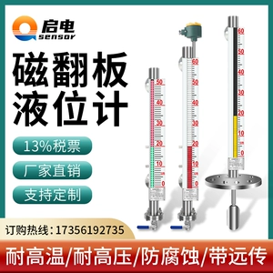 [磁翻板液位计带远传磁性开关浮子磁耦合液位计pp顶装侧装式4-20mA]