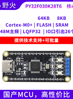 野火普冉PY32F030K28T6核心板ARM单片机 48M主频 配套例程源码