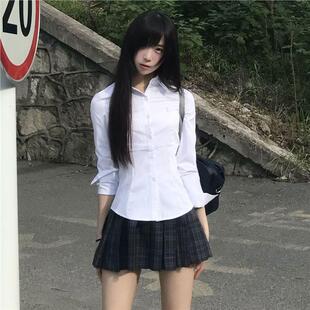 花千猪原创小栀川衬衫校供感多色收腰长短袖jk制服双色上衣秋冬季