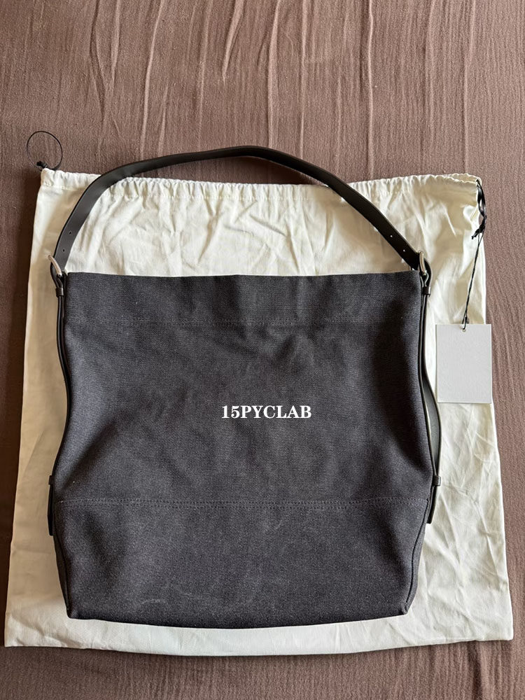 thumbnail for PYC independent 25ssLEM wind charcoal gray wash distressed luggage stray bag Jennie same tote canvas bag