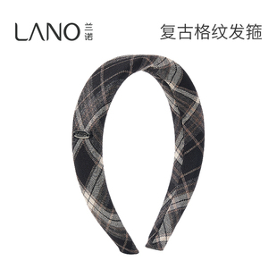 日常外戴高颅顶头箍 高级感洋气时尚 兰诺灰色格纹发箍女款 2025新款