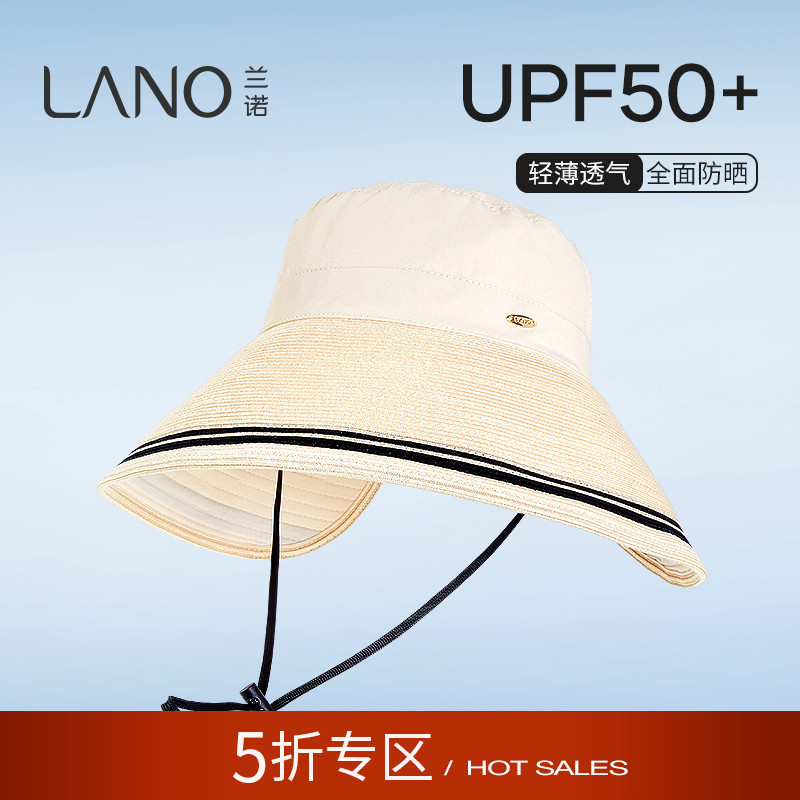 兰诺后开叉草帽女海边度假