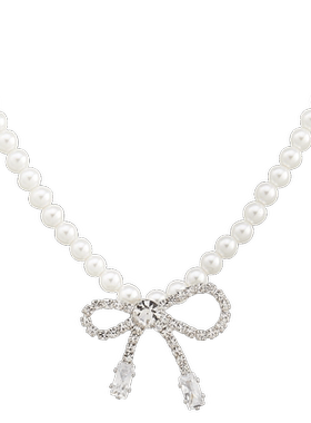 兰诺蝴蝶结吊坠珍珠项链女