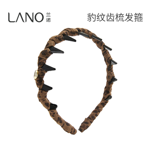 兰诺字母标牌豹纹发箍女款 日常外戴高级感高颅顶头箍 带齿2025新款