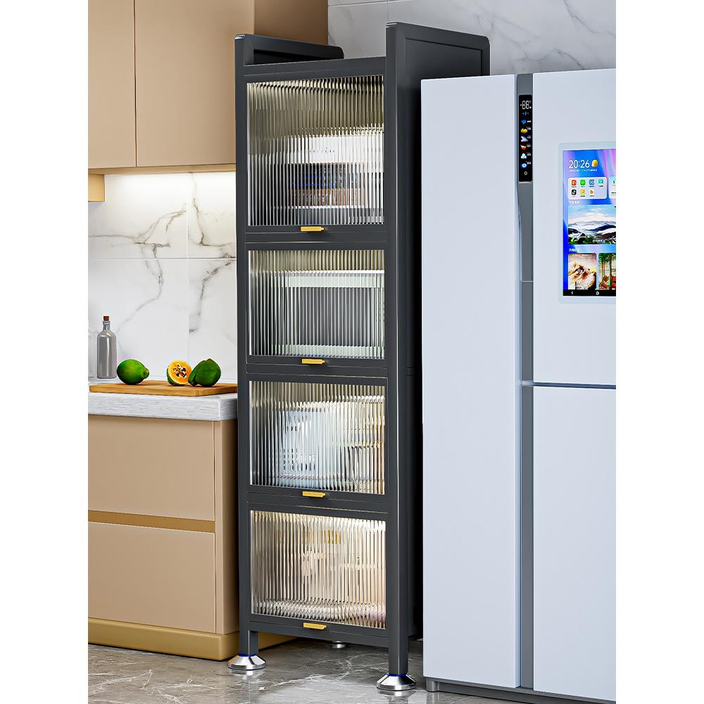 厨房置物架微波炉收纳柜夹缝储物柜多功能落地多层橱柜碗柜货架子