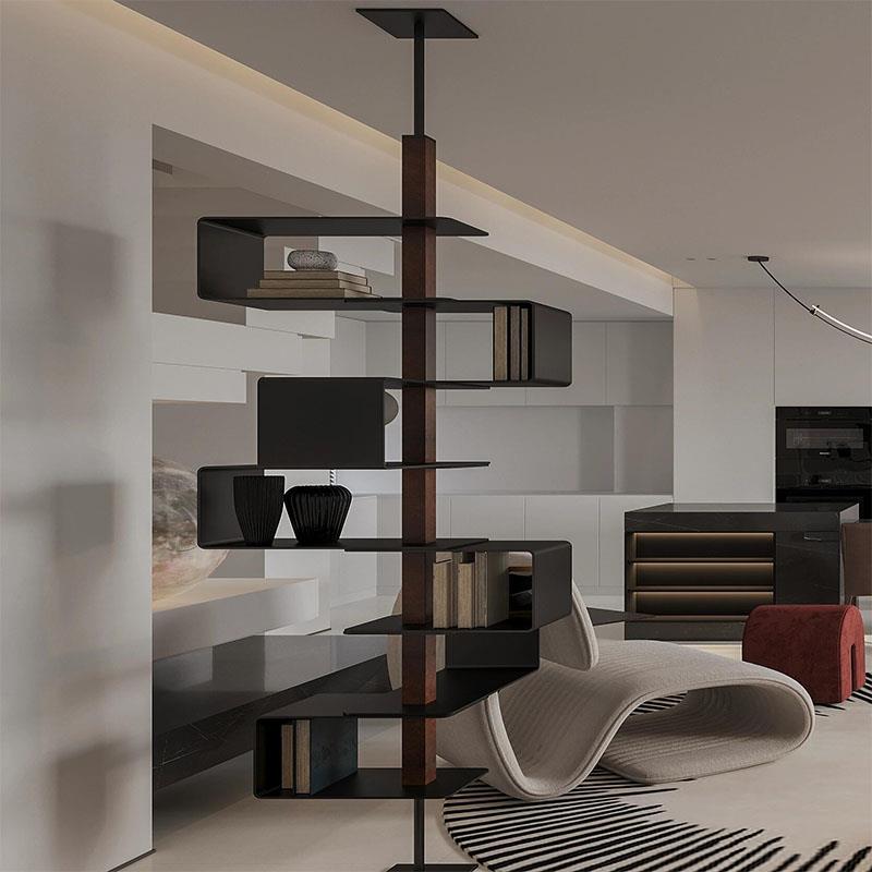 旋转书架书柜顶天立地展示架展示柜落地收纳架装饰柜客厅书房金属