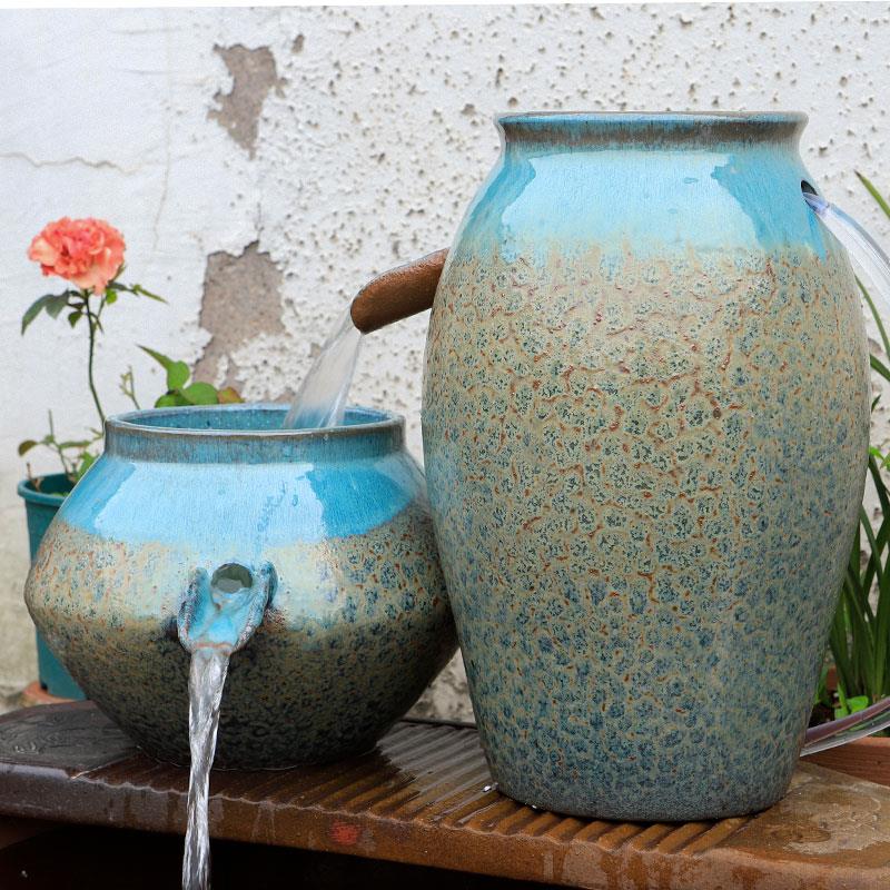 过滤器摆件鱼池造景生态瀑布全套复古古法鱼缸流水陶罐循环水养鱼