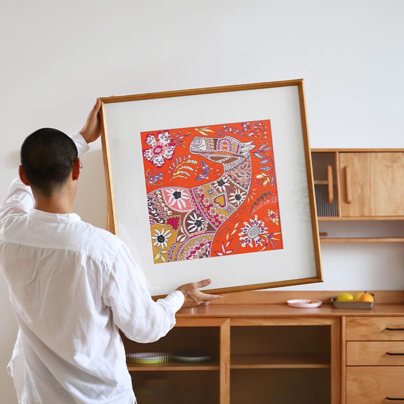 丝巾装裱框挂墙画框90*90外框实木轻奢裱框围巾45方巾定制相框