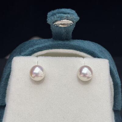天然淡水无核珍珠耳钉  极光正圆几乎无暇S925珍珠耳钉