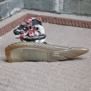 钻牛角尖湘西天然牛角梳子尖角翘尾工艺按摩梳美发梳刻字63026