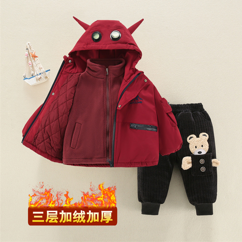 宝宝三合一加绒加厚羽绒棉衣外套