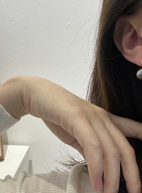 正圆强光施家大溪地黑摩卡金棕S925银高跟鞋耳钩轻奢高级感耳饰女