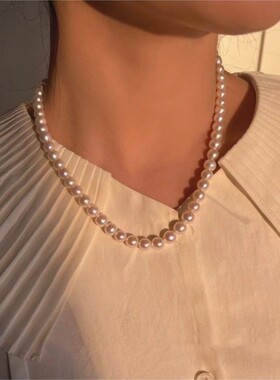 ins博主fever经典施家珍珠法式打结项链轻奢小众高级毛衣链