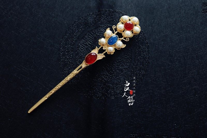 古风发簪明制汉服清宫廷仿古董珍珠玛瑙多宝头饰簪子发钗文艺礼品
