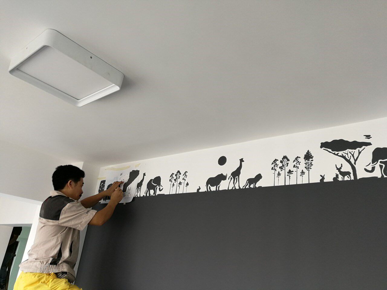 剪影漆黑板素材镂空丙烯画模板手绘抖音喷画涂鸦墙绘图案贴纸造型