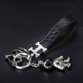 鳄鱼皮钥匙扣汽车真皮车钥匙挂件男式 高档女士精致可爱车钥匙挂饰