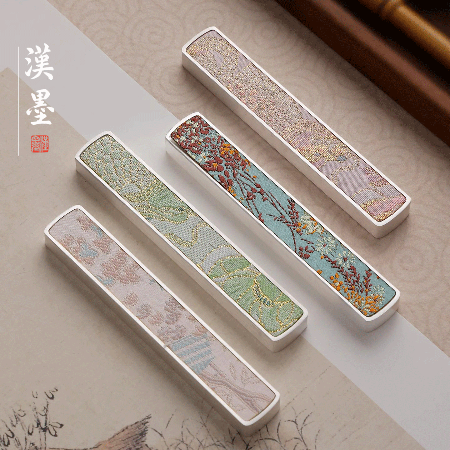 镀银织锦镇尺送礼物女生文房镇纸