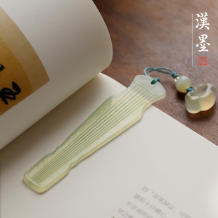 岫玉古琴书签 多功能书法玉石笔架 美观初学者毛笔摆件文房书法