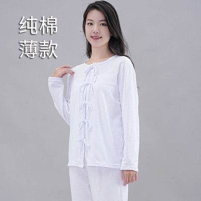 中老年纯棉绑带对襟易解易脱