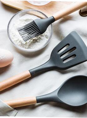 Creative silicone spatula wooden handle non-stick pot spatul