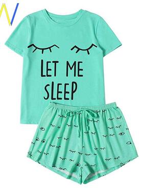 Pajamas Women Shorts T-Shirt Sleepwear Nightwear Set pyjama