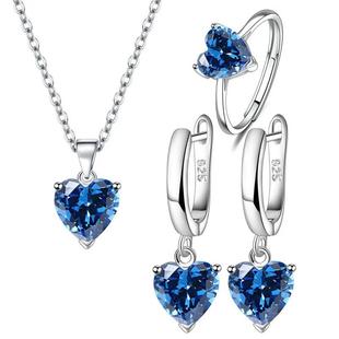 925 Sterling Silver Jewelry Sets For Women Heart Zircon Ring