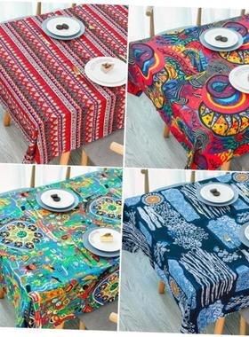 餐桌布 Tablecloth printed cotton linen table cloth rectangle