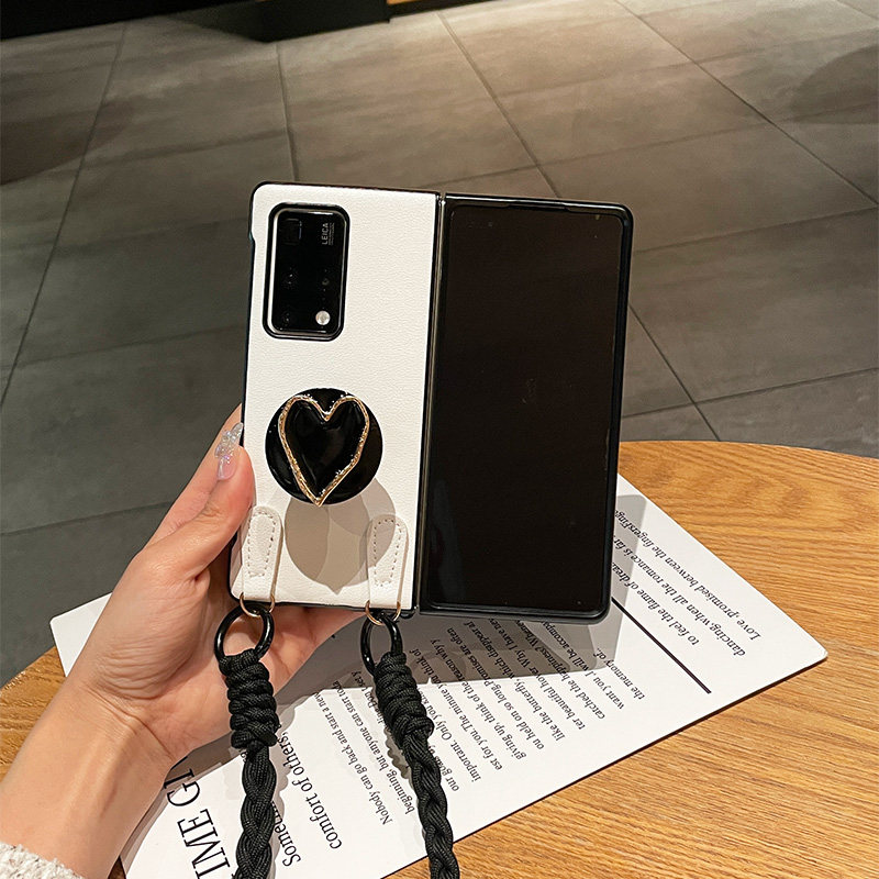 爱心圆支架适用于华为matex2手机壳ins风皮质折叠matex2典藏版保护套