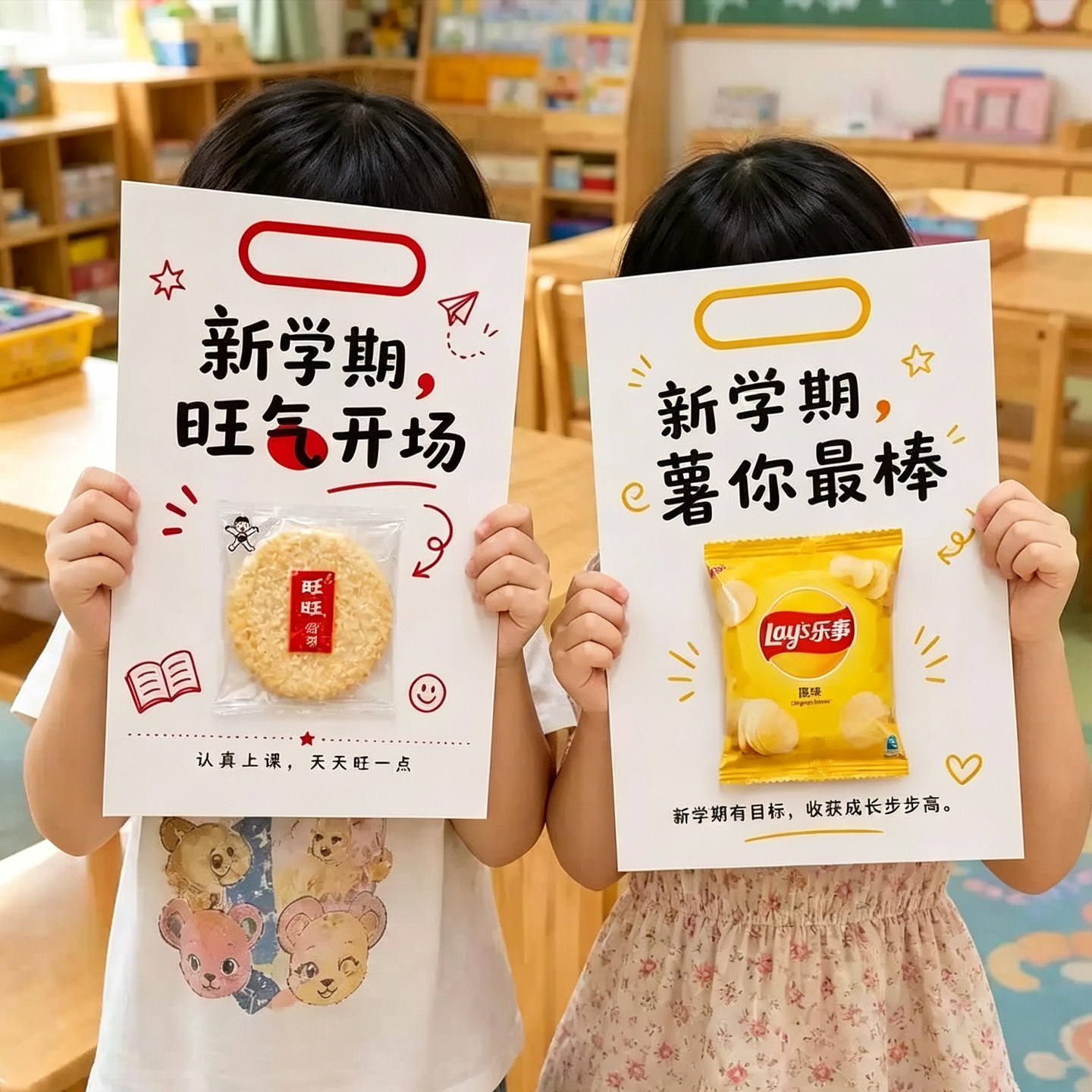 新学期手提卡片开学伴手礼创意零食装饰手提学生儿童惊喜礼物贺卡