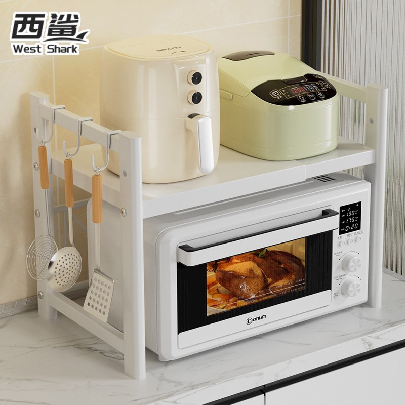 厨房微波炉置物架家用多功能烤箱架子桌面L多层电饭锅可伸缩收纳