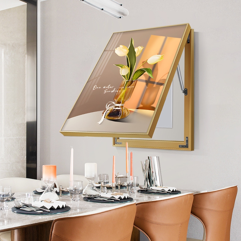 郁金香电表箱装饰画2022新款现代简F约餐厅花卉配电箱遮挡挂画竖