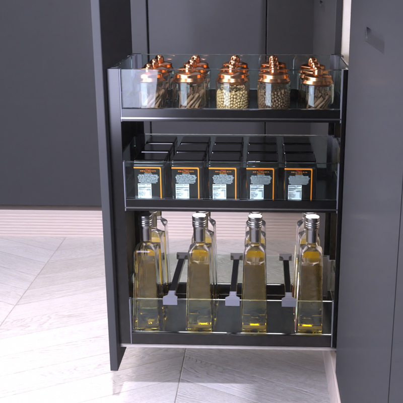 28 35深浅柜窄柜m拉篮厨房整体橱柜铝合金矮篮调料调味篮柜内小尺