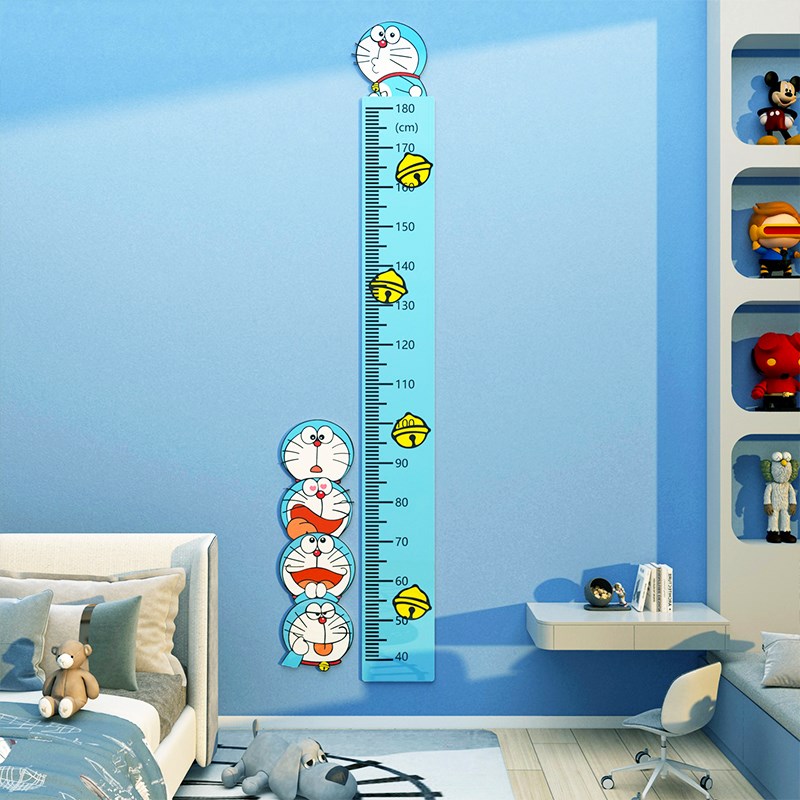 儿童房区墙面布置装饰男女u孩身高测量卡皮巴拉3d立体贴纸画可移