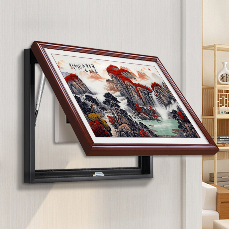 泰山日出新c中式电表箱装饰画遮挡配电箱挂画山水横版2023新款壁