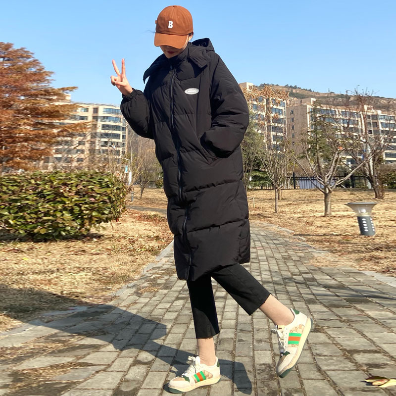 晶煊中长款黑色连帽棉服送运费险