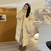 韩版 女神保命长款 立领棉衣棉服女2025年新款 宽松冬天大棉被面包服
