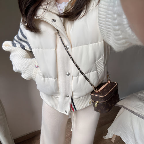 韩国高级感针织拼接羽绒棉袄女潮