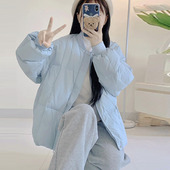 韩国学生短款 小个子设计感小众白鸭绒外套 棒球羽绒服女冬2025新款