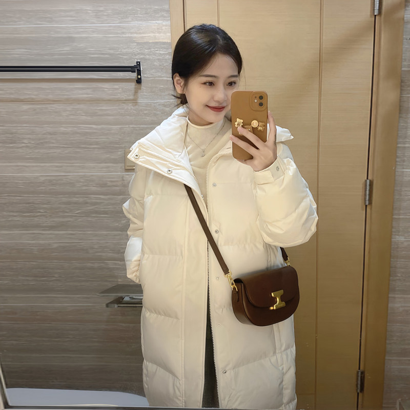 女神保命中戏长款连帽羽绒服女冬2025新款韩版宽松情侣白鸭绒外套,女装/女士精品,大码羽绒服,淘宝优惠券,粉丝福利购,淘宝优惠卷