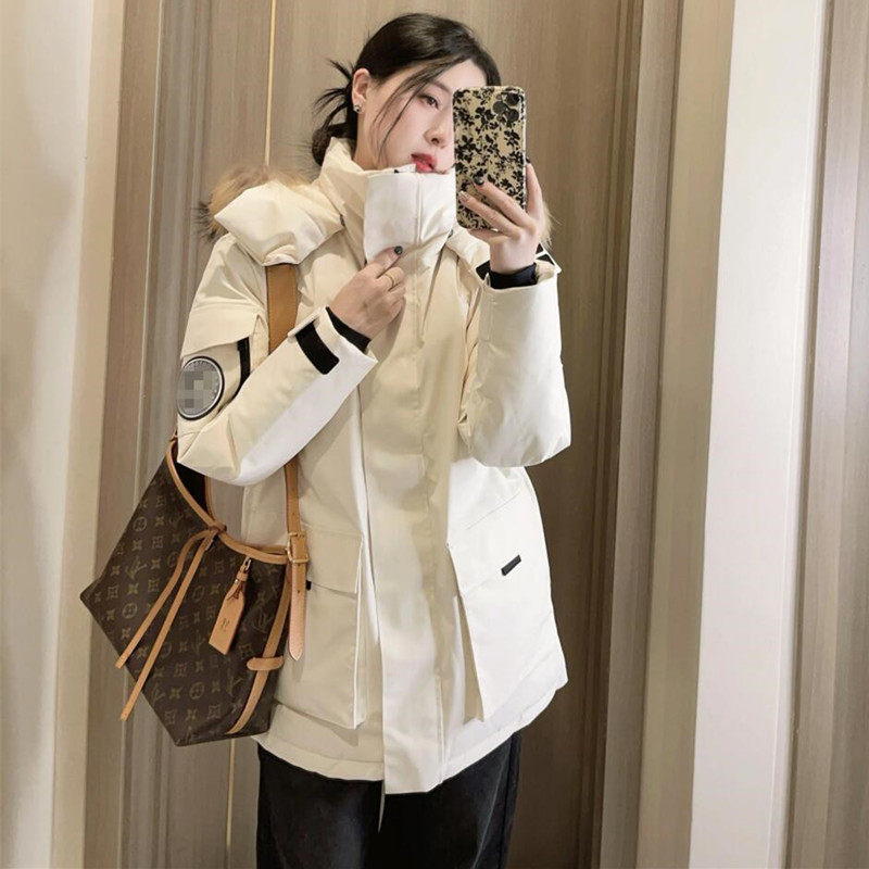 韩系冬装大毛领连帽羽绒棉袄女加厚2025新款户外情侣工装保暖外套,女装/女士精品,大码棉服,淘宝优惠券,粉丝福利购,淘宝优惠卷