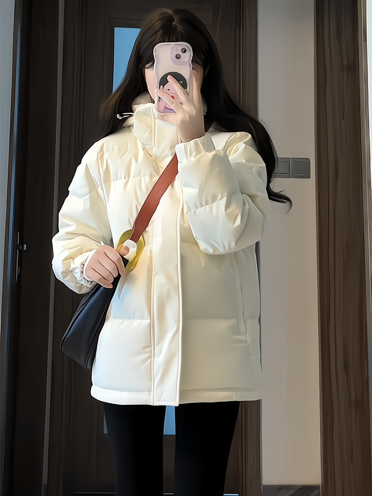 90% white duck down couple's short hooded down jacket, women's winter 2025 new style, Korean loose versatile thickened coat trendy