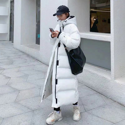 中长款过膝连帽羽绒棉服女2021冬E季新款韩版宽松设计感小众面包