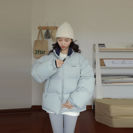 女神保命韩系穿搭立领羽绒棉服女冬加厚2024新款设计感小众面包服
