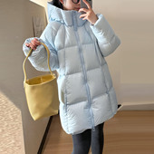 小清新奶呼呼泡芙中长款 连帽羽绒棉袄女冬2025年超好看小个子棉服