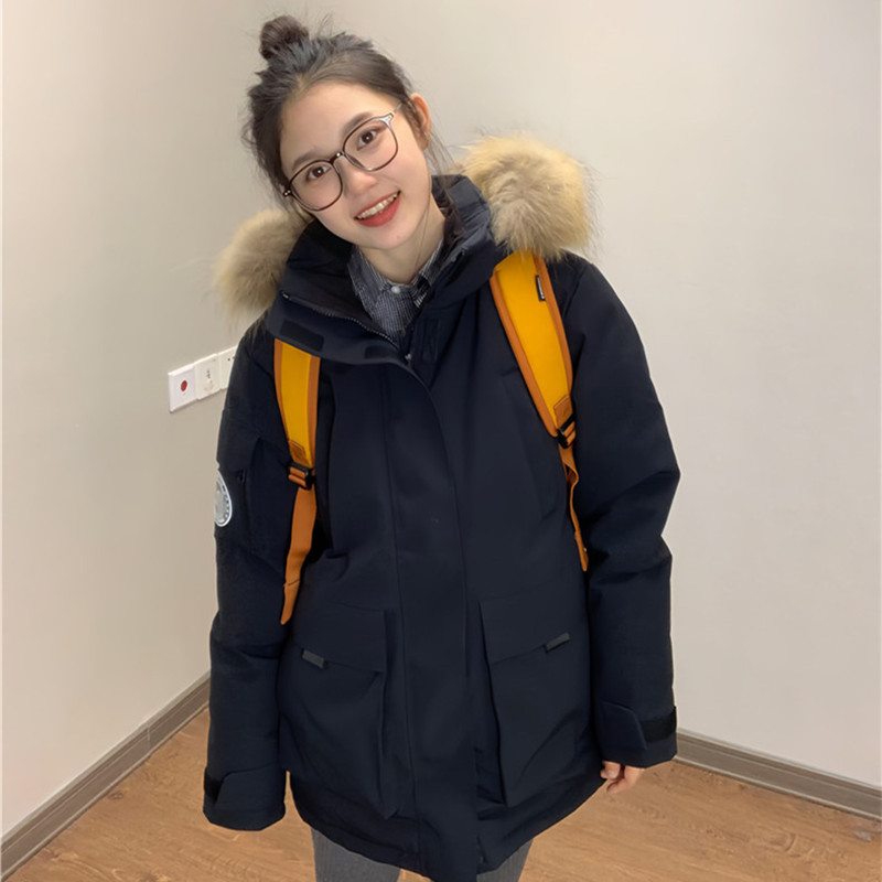 晶煊美式大毛领连帽羽绒棉衣棉服