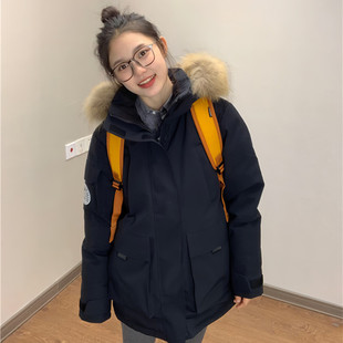 外套 小个子宽松百搭工装 美式 大毛领连帽羽绒棉衣棉服女冬2025新款