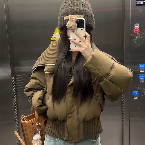 晶煊韩国高级感短款翻领羽绒棉袄