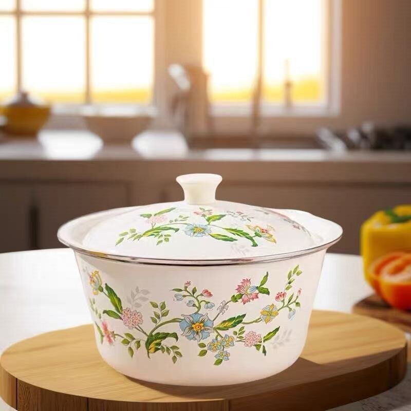 搪瓷盆食品级加厚搪瓷碗带盖子